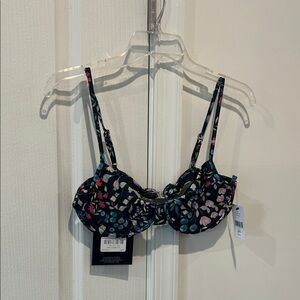 NWT Cynthia Rowley - Floral Black Women's Bikini Top